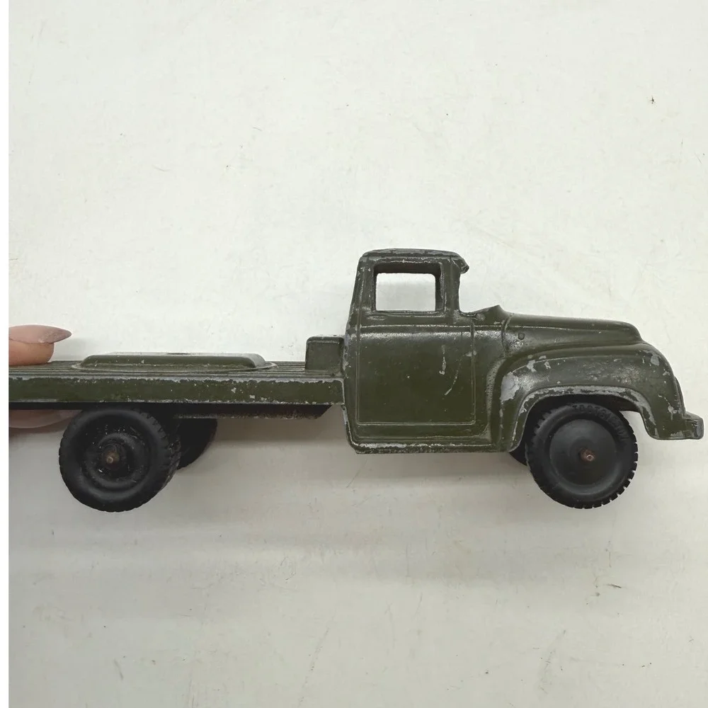 Vtg Tootsietoy Military 1954 Ford Flatbed Truck Diecast Olive Green Chicago USA